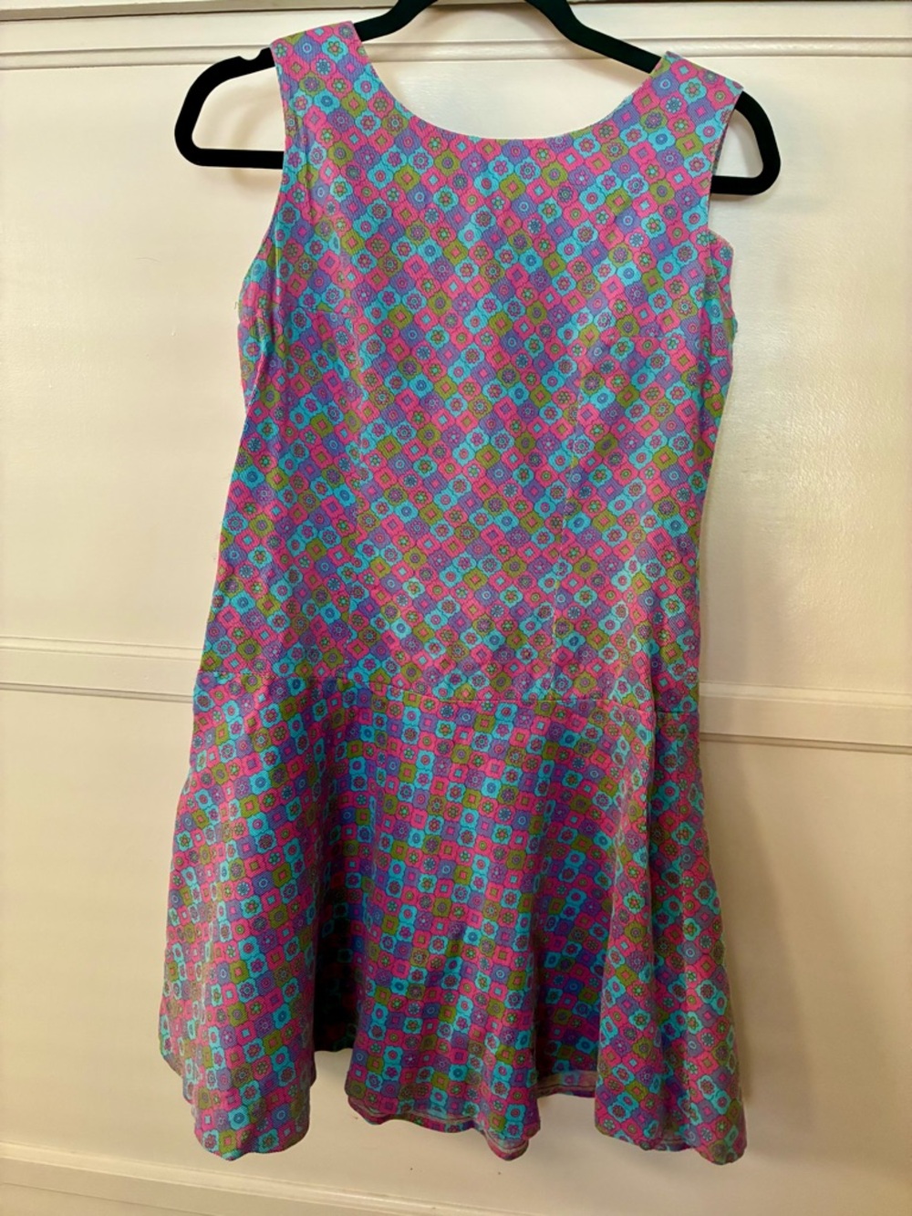 Vintage 60s 1960s Psychedelic Graphic Print Patterned Sleeveless Dress Mini